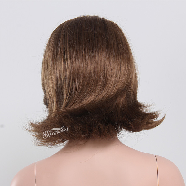 Short brown curly synthetic hair wig for kids