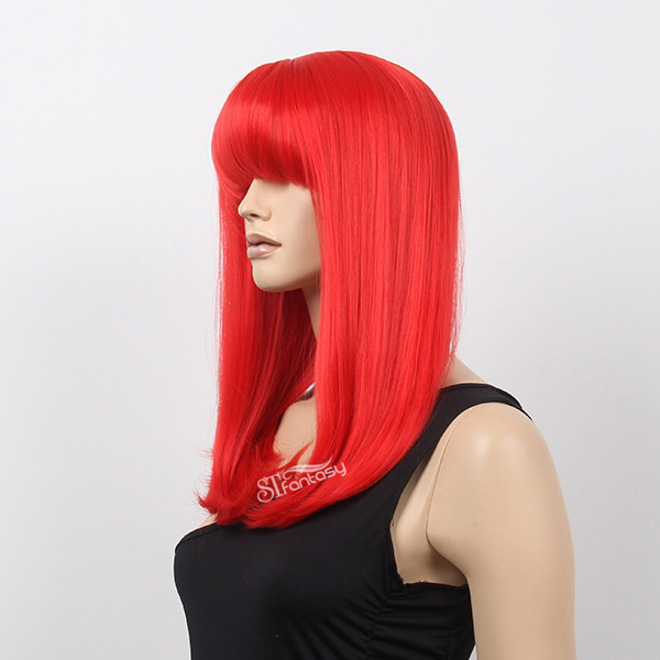 20" high temperature fiber red wig with inward facing curl for sexy women