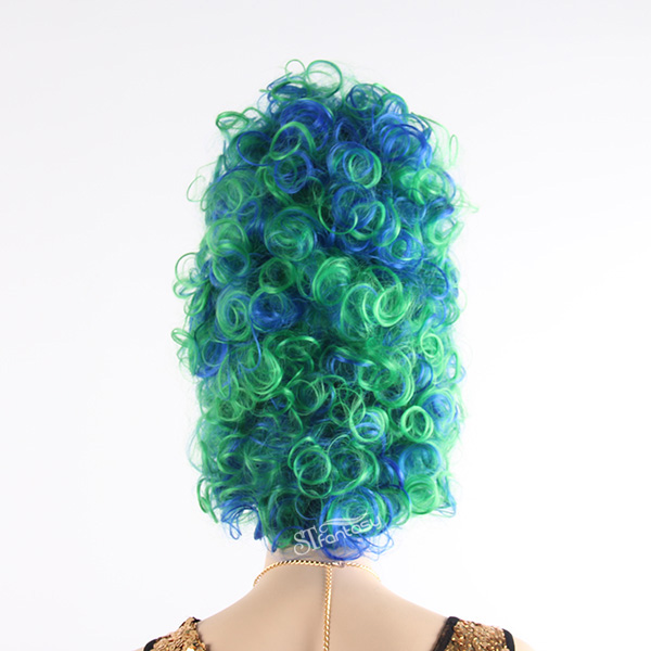 ST new arrival colorful blue mixed green color synthetic hair beehive wig for crayzy party