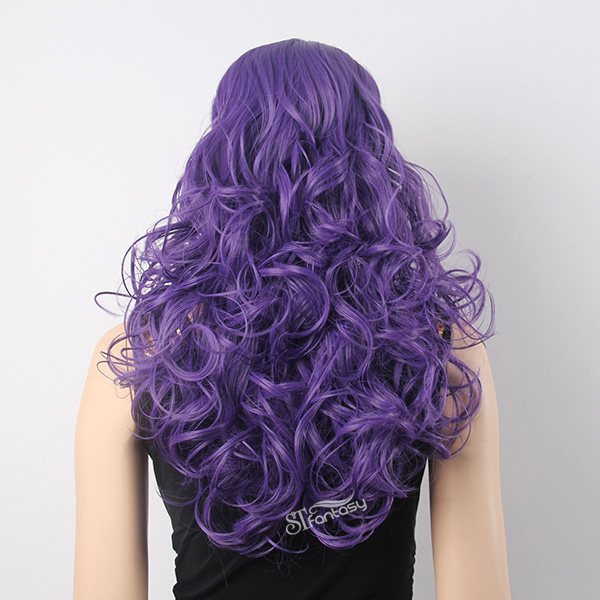 27" Fluffy synthetic purple hair wig for party and shopping window mannequin head