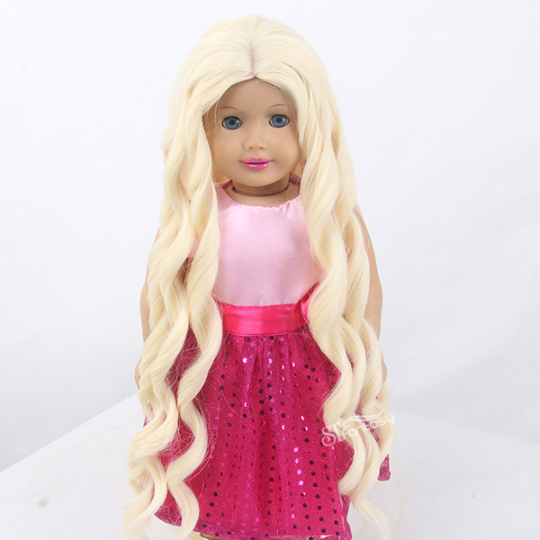 20" spring curl 613 blonde color american dolls wig with high temperature fiber