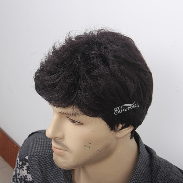 Guangzhou wholesale 12" fluffy curly uropean american hair style wig for man