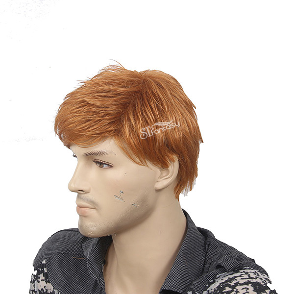 ST hot sale men wig 12" short synthetic hair golden blonde male wig