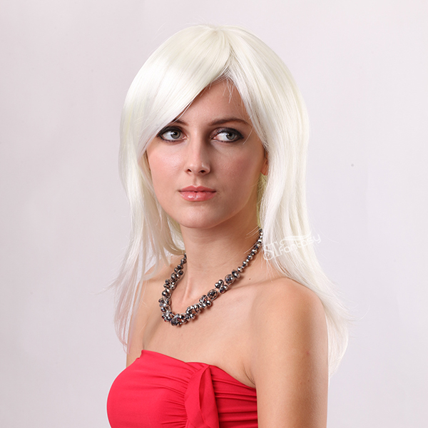 2017 UK hot sale new wig style long white women wigs with side bang china wig manufacturer wholesale wigs online