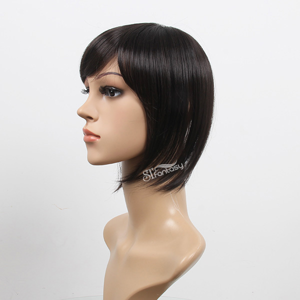 Guangzhou synthetic hair toupee supplier wholesale short straight black hair toupee for women