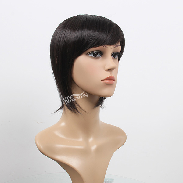 Guangzhou synthetic hair toupee supplier wholesale short straight black hair toupee for women