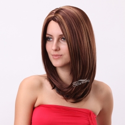 Hong Kong cheap synthetic women medium long straight wigs for sale