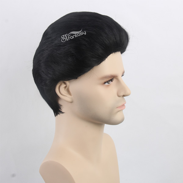 Cheap ebony short wigs for men cancer form china wig manufacturer