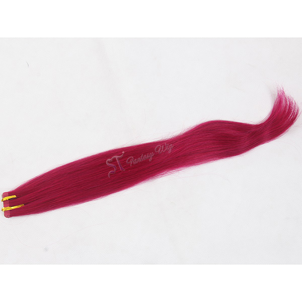 ST Top grade factory wholesale price rose red natural straight hair extension human hair tape