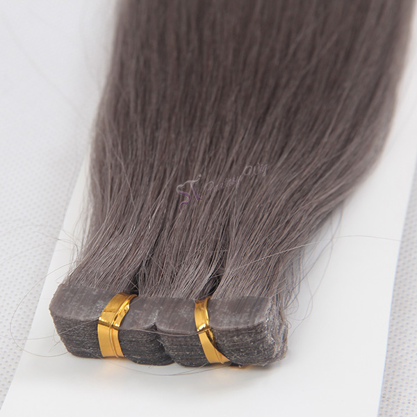 Adhesive Double Sided Russian Hair Grey Tape In Hair Extensions Remy Human Hair