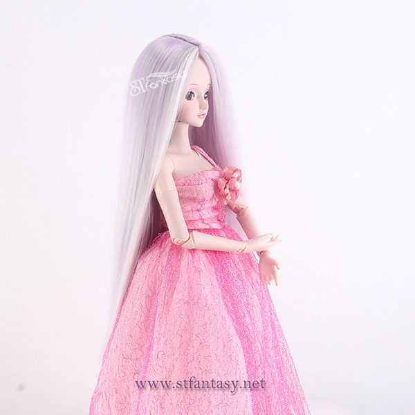 China doll wigs manufacture wholesale long straight light purple wig for BJD