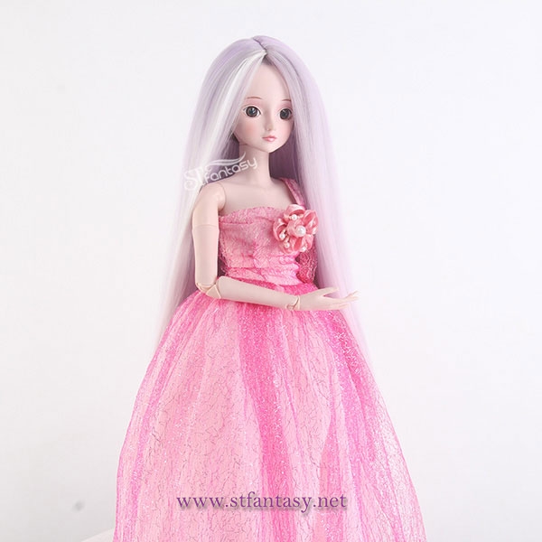 China doll wigs manufacture wholesale long straight light purple wig for BJD