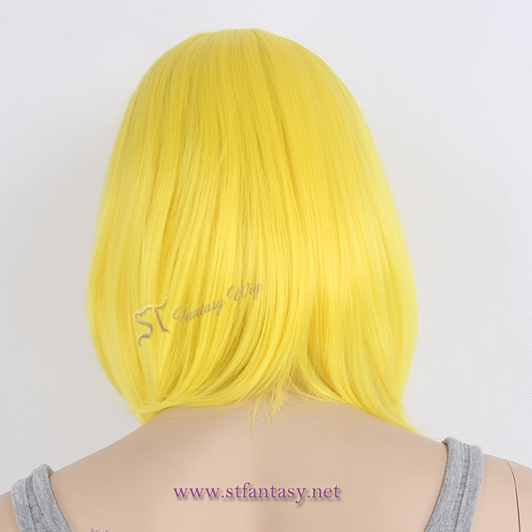 Short bob wigs yellow colour women party wigs supplier