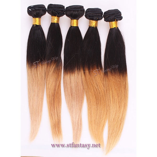 ST wholesale fashionable straight ombre bundles hair weaves