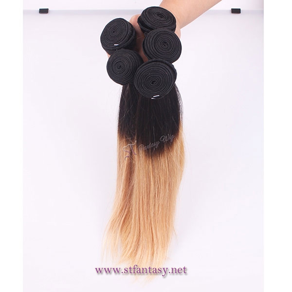 ST wholesale fashionable straight ombre bundles hair weaves