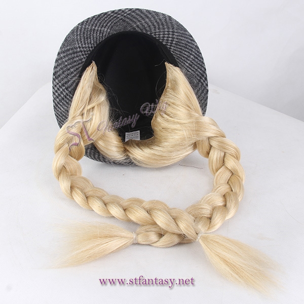 Fantasywig brand fashionable blonde synthetic hair braiding hat wigs for patient