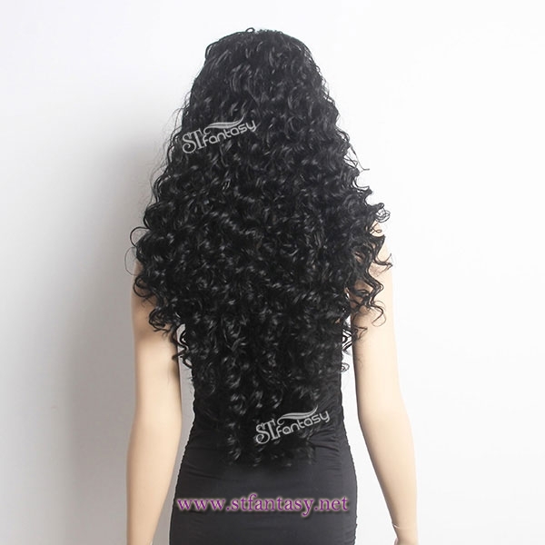 ST top grade middle part long synthetic wig for african american women with afro wave