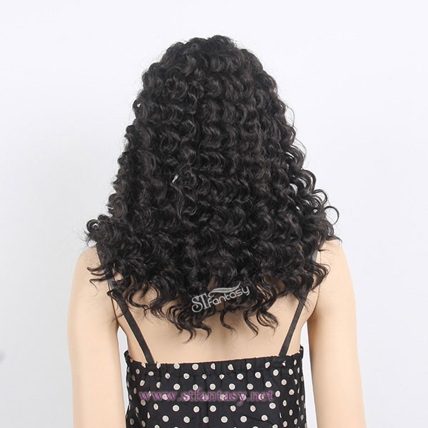 ST wholesale long black afro wave synthetic hair wig for black women