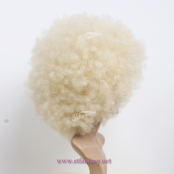 2016 Hot sale synthetic hair light blonde afro style wig for party and football fans