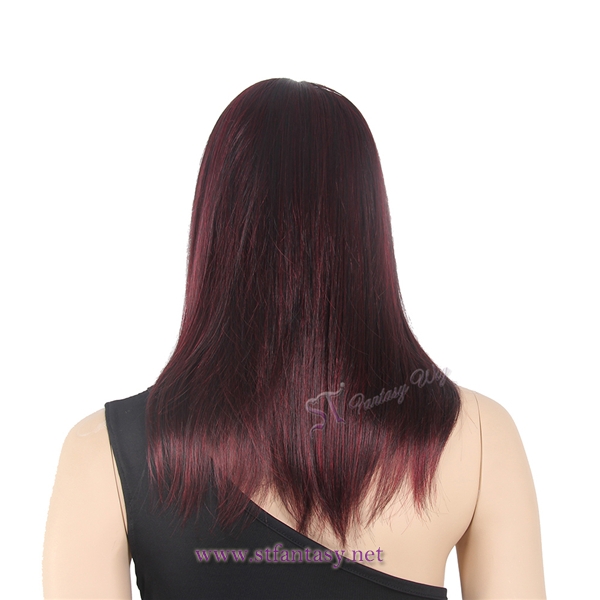 Guangzhou Panyu Wig Manufacturer Supply 22” Long Dark Red High Temperature Synthetic Hair Wig For Women