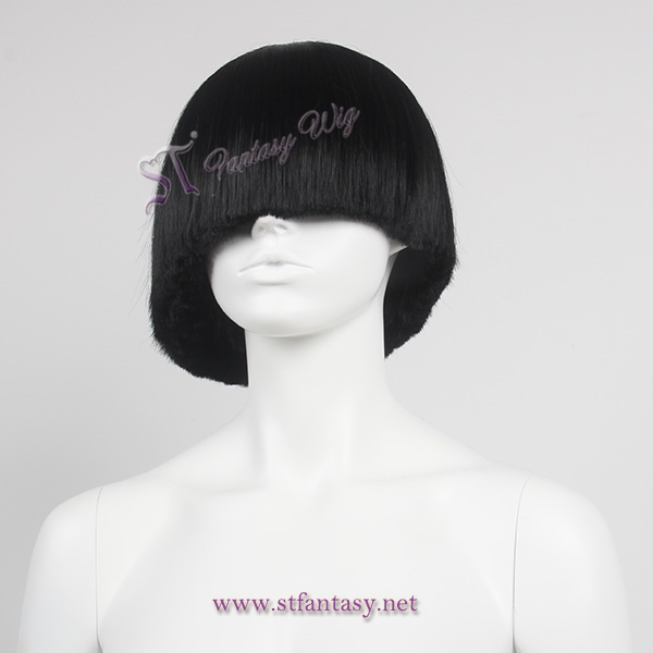 Latest Fashion 11” 1b Black Short Straight Synthetic Mannequin Wig For Fashion Show