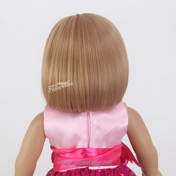 China Wholesale Wigs Supplier 5” Short Brown Bob Flame Resistant Synthetic Hair Doll Wig For American Girl With Cute Bang