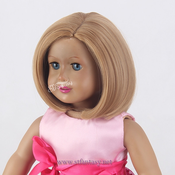 China Wholesale Wigs Supplier 5” Short Brown Bob Flame Resistant Synthetic Hair Doll Wig For American Girl With Cute Bang