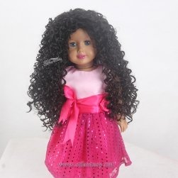 Wholesale Wig Supplier In China Cheap Long Black Kinky Curly Afro Style 2017 Newest Heat Resistant Synthetic Hair Doll Wig For 18 Inch American Girl