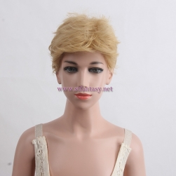 Wholesale Wig Suppliers China Golden Short Curly Heat Resistant Synthetic Hair Wig For Children