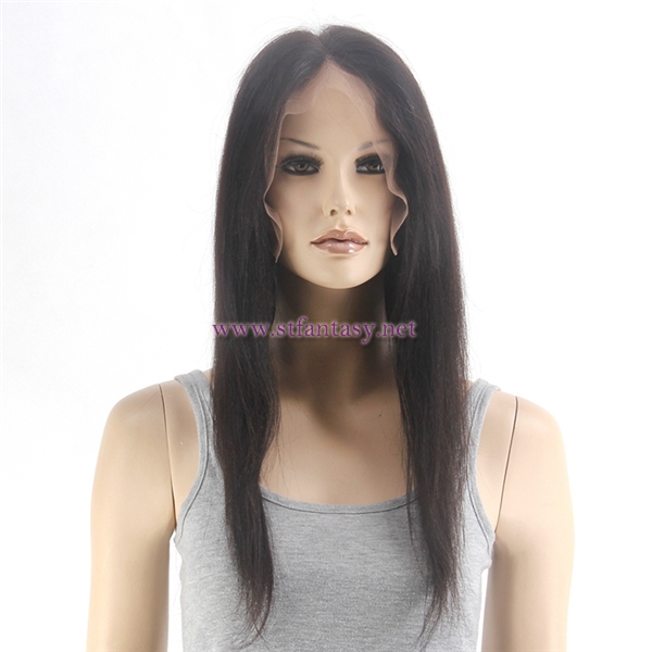 Human Hair From China Natural Color 1b 20inch Silky Straight 100% Peruvian Remy Human Hair Full Lace Wig For Women