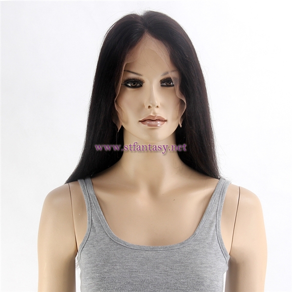 Human Hair From China Natural Color 1b 20inch Silky Straight 100% Peruvian Remy Human Hair Full Lace Wig For Women