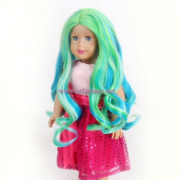 Cheap Doll Wig Water Wave Lovely Exclusive Style 15inch 160g High-End Synthetic American Girl Doll Wig Made In China