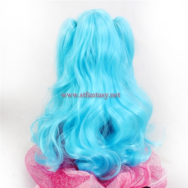 Wholesale Wig Suppliers Cheap Blue Hatsune Miku Long Super Wave Cosplay Doll Wig For Bjd Sd Blyth Doll