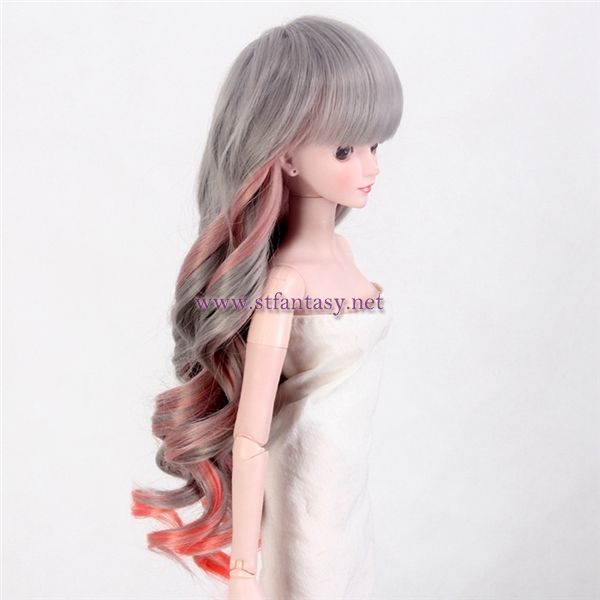 Synthetic Hair Costume Grey Blend Red Long Body Wave Japanese Bjd Sd Blythe American Girl Doll Wigs Wholesale Brisbane