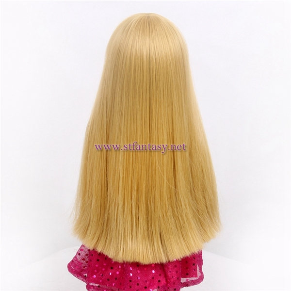 Doll Wig Manufacturers Top Quality Heat Resistant Synthetic Hair Fiber Long Golden Straight Wigs For 18inch American Girl Doll