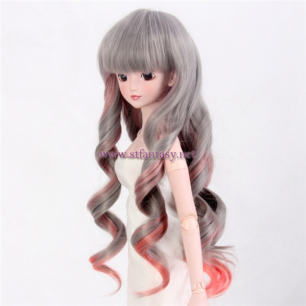 Synthetic Hair Costume Grey Blend Red Long Body Wave Japanese Bjd Sd Blythe American Girl Doll Wigs Wholesale Brisbane