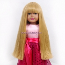 Doll Wig Manufacturers Top Quality Heat Resistant Synthetic Hair Fiber Long Golden Straight Wigs For 18inch American Girl Doll