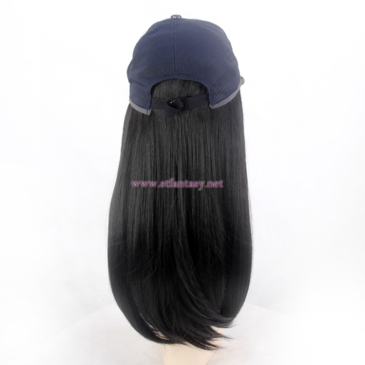 Synthetic Hair Wig From China Wholesale Long Black Straight Hat Wig For Bald Women