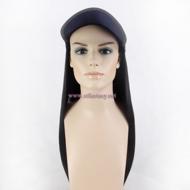 Synthetic Hair Wig From China Wholesale Long Black Straight Hat Wig For Bald Women