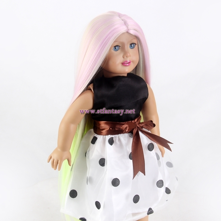 Wholesale Long Straight Synthetic Wig Playful Ombre Pink Mixed Color Doll Wigs For Sale Cheap