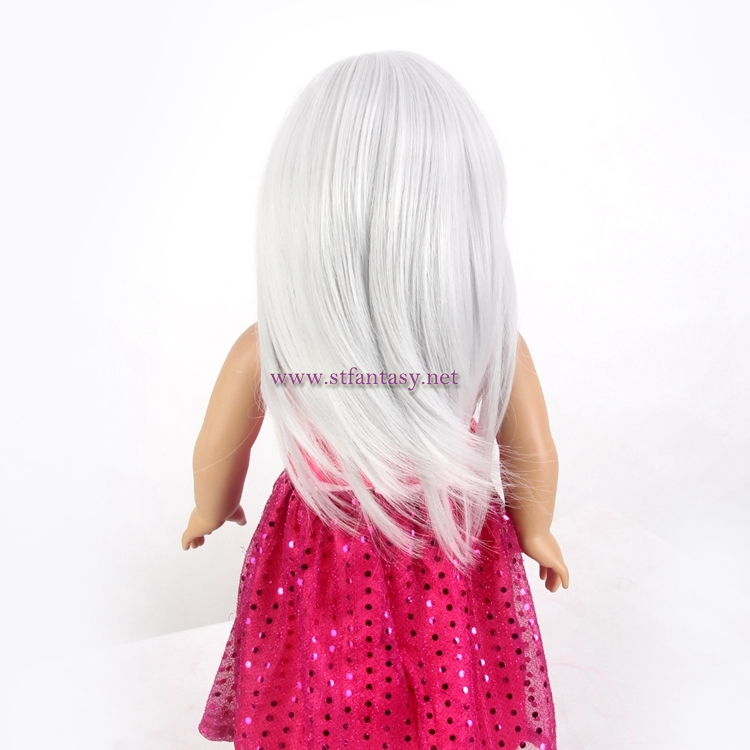 China Manufacturer Wholesale Cheap Silver Grey Wig Long Straight Synthetic Hair Doll Wig For 18 Inch American Girl