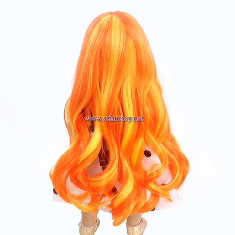 Chinese Wigs Wholesale Cheap Best Quality Orange Long Curly Synthetic Hair 18inch American Doll Wig