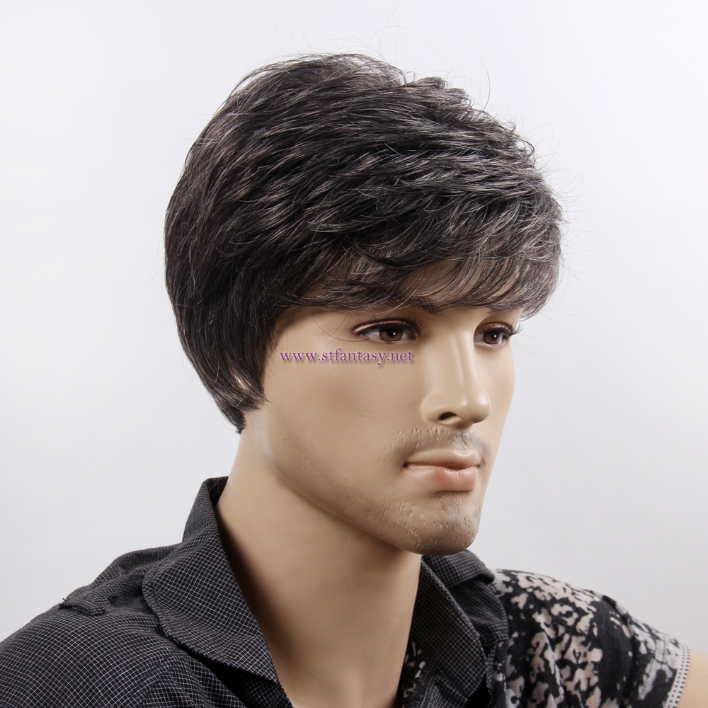 FantasyWig Hot Sale Short Straight Gray Wig Synthetic Hair Wigs For Men From China