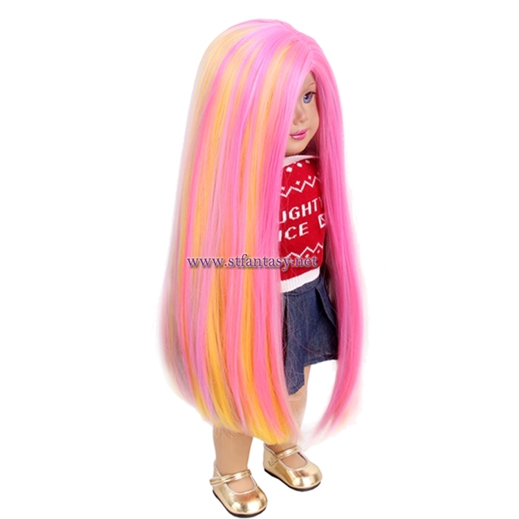 High Quality Long Straight Wigs Colorful Synthetic Hair American Girl Doll Wig