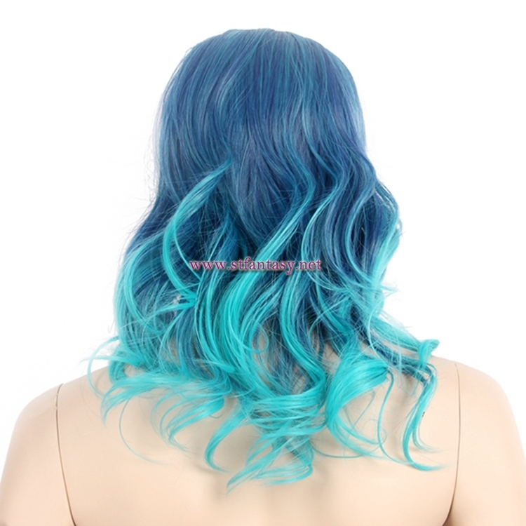 Gradient Blue Wig Heat Resistant Synthetic Hair Non-Mainstream Cosplay Wig For Women