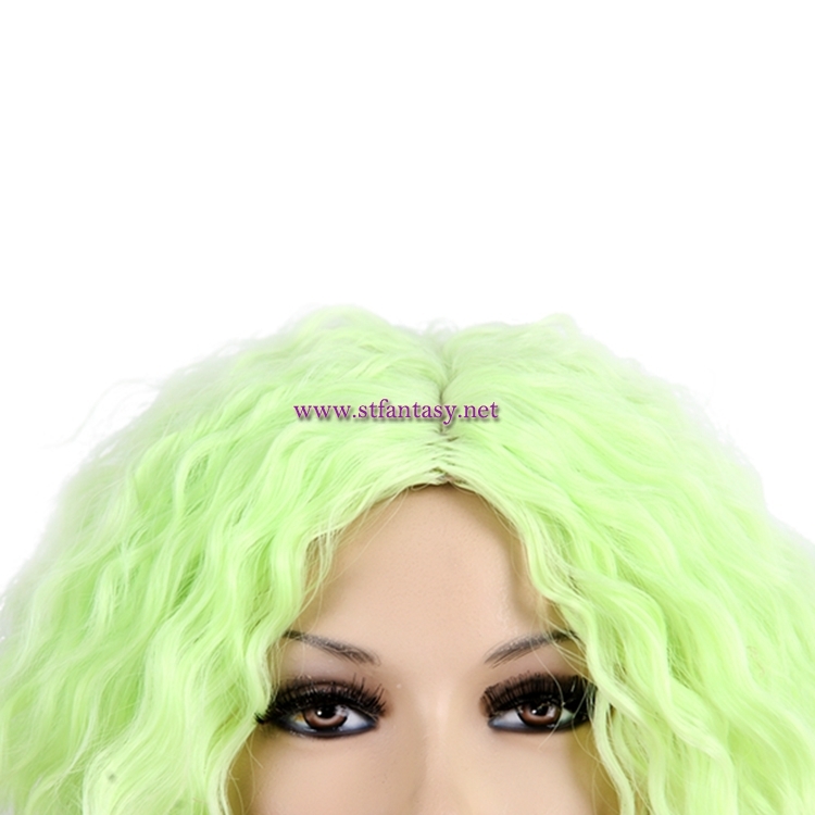 12inch Short Curly Ombre Green Wig Good Quality Synthetic Hair Party Wigs For Women