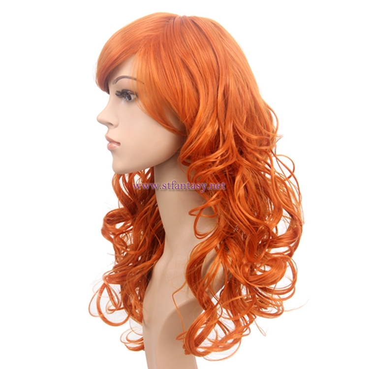 Long Curly Hair Wig Wholesale Golden Brown Synthetic Hair Women Cosplay Wig