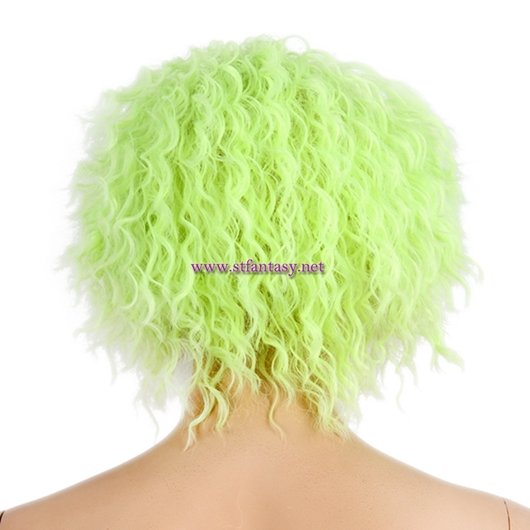 12inch Short Curly Ombre Green Wig Good Quality Synthetic Hair Party Wigs For Women