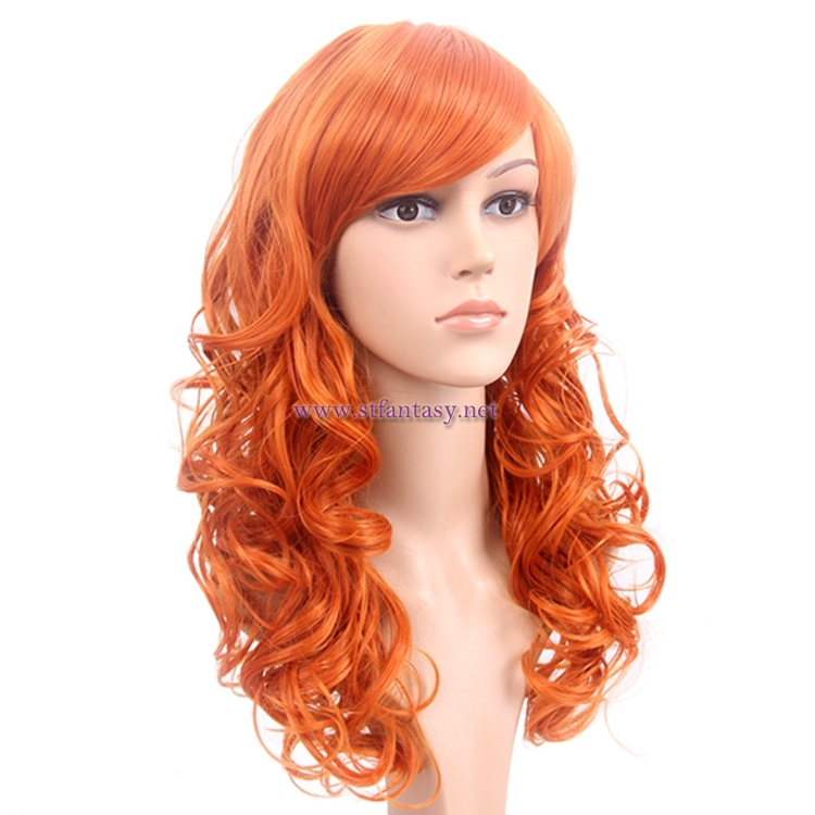 Long Curly Hair Wig Wholesale Golden Brown Synthetic Hair Women Cosplay Wig