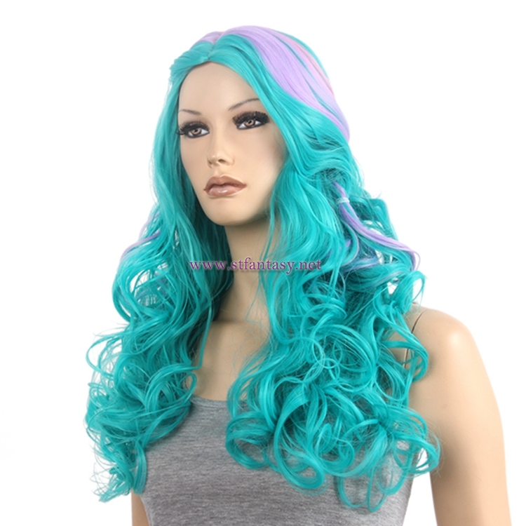 Wholesale Cosplay Wigs Women Long Curly Synthetic Hair Green Wig For Party